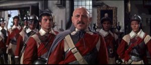 Fanatical Colonel Judd (Lionel Jeffries) and Captain Sylvester (Oliver Reed) ruthlessly pursue the Royalists in John Gilling's The Scarlet Blade (1963)