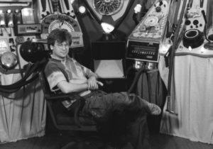 Production designer Gordon Wilding on the spaceship set of Kenneth George Godwin's The Adventures of Steall Starr of the Galaxy Rangers in the 23rd Century, Chapter 7: Falling Starr! (1994)