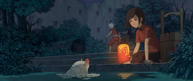 Chun and the boy reincarnated as a fish in the Chinese animated feature Big Fish & Begonia (2016)