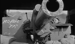 One of the few eye-poking moments in Owen Crump's 3D Korean war movie Cease Fire (1953)