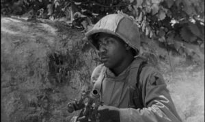 Presence of a Black GI in the platoon silently papers over the racial problems in the U.S. military in Korea in Owen Crump's Cease Fire (1953)