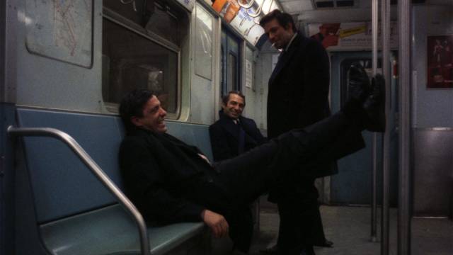 Gus (John Cassavetes), Harry (Ben Gazzara) and Archie (Peter Falk) try to figure out what to do with their lives at the end of an all-night bender in John Cassavetes' Husbands (1970)