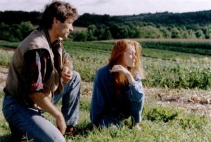 Artist Lillian (Miriam Healy-Louie) is introduced to the contaminated land by Alex Vine (David van Tieghem) in Larry Fessenden's No Telling (1991)
