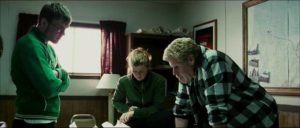 Crew boss Ed Pollack (Ron Perlman) is frustrated by delays caused by environmental assessments in Larry Fessenden's The Last Winter (2006)