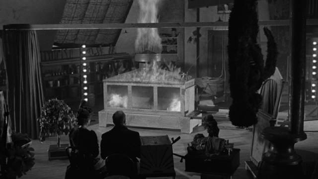 There are bound to be consequences when pyrotechnics are used on stage in John Brahm's The Mad Magician (1954)