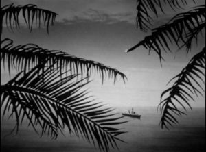 Passing ships announce the end of the war in Josef Von Sternberg's The Saga of Anatahan (1953)