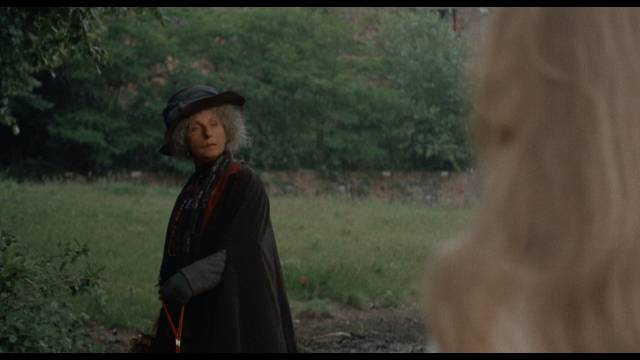 Old Mrs. Townsend (Patience Collier) offers cryptic warnings of a curse on the estate in Sidney Gilliat's Endless Night (1972)