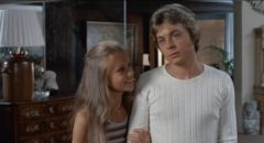 Michael (Hywel Bennett) can't avoid the distrust, even contempt, of Ellie (Hayley Mills)'s relatives in Sidney Gilliat's Endless Night (1972)