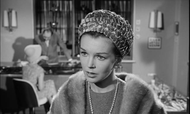 Abused wife Marian Menil (Dawn Addams) is more involved than she seems in Fritz Lang's The Thousand Eyes of Dr. Mabuse (1960)