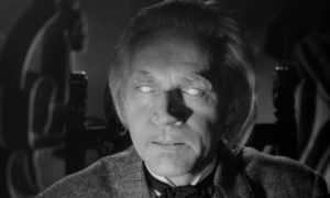 The blind seer Peter Cornelius (Wolfgang Preiss) knows more than he's saying in Fritz Lang's The Thousand Eyes of Dr. Mabuse (1960)