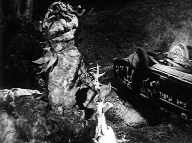 The "carpet monster" attacks Lovers' Lane in Art Nelson's The Creeping Terror (1964)