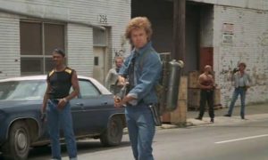 Paul Koslo as psychotic gang leader Roy Boy Jagger in Charles E. Sellier Jr's The Annihilators (1985)