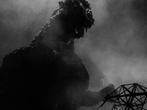 A star is born: Big G, woken by an A-bomb test, is very angry in Ishiro Honda's Gojira (1954)