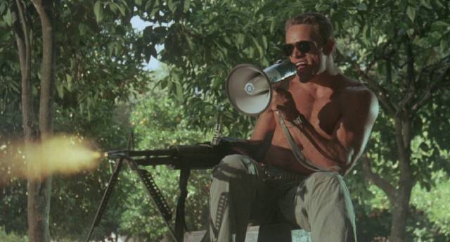 Murphy (Brian Thompson) trains his mercenary team in Nico Mastorakis' Hired to Kill (1989)