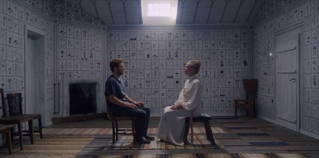 Christian (Jack Reynor) is initiated by pagan Siv (Gunnel Fred) in Ari Aster's Midsommar (2019)