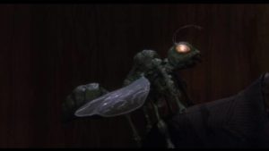 A random giant bug shows up in Night Train to Terror (1985)