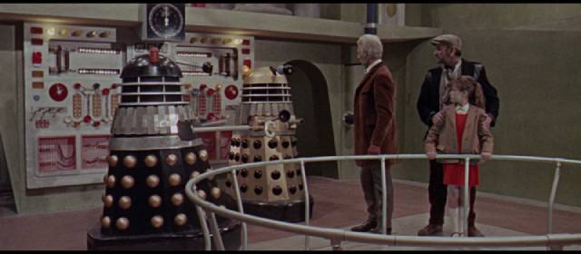 The Doctor (Peter Cushing) outsmarts the invaders in Gordon Flemyng's Daleks: Invasion Earth 2150AD (1966)