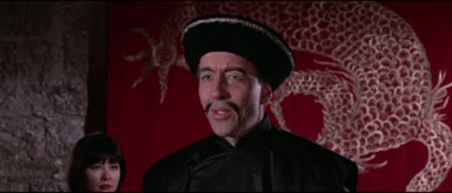 Christopher Lee as the archfiend in Don Sharp's The Face of Fu Manchu (1965)