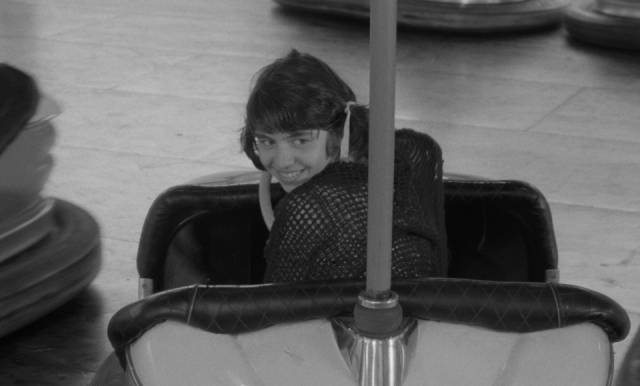 Mouchette (Nadine Nortier) has a rare moment of uncomplicated pleasure in Robert Bresson's Mouchette (1967)