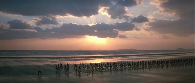 Tsui Hark's Once Upon a Time in China trilogy (1991-92) is framed with repeated shots of a martial arts army training by the sea