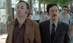 An unexpected empathy connects Michel Descombes (Philippe Noiret) with Commissaire Guilboud (Jean Rochefort) in Bertrand Tavernier's The Watchmaker of St. Paul (1974)