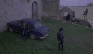 The gang take temporary refuge in an abandoned church in Tomas Aznar's Beyond Terror (1980)