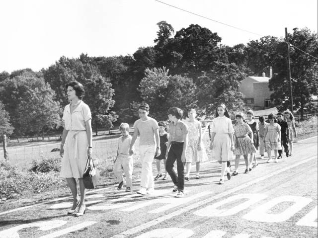 A teacher leads her class home in the shadow of nuclear annihilation in Frank Perry's Ladybug Ladybug (1965)