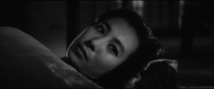 Michiko (Michiyo Aratama) is kept at a distance by Kaji (Tetsuya Nakadai) in Masaki Kobayashi's The Human Condition (1959-61)