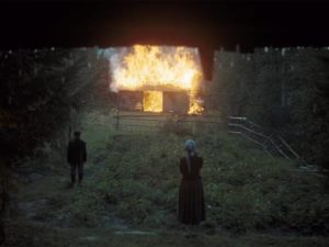 The barn burns in the rain in Andrei Tarkovsky's Mirror (1975)