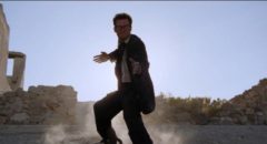 Kung-fu musician Buddy (Jeffrey Falcon) fights his way across the desert in Lance Mungia's Six String Samurai (1998)