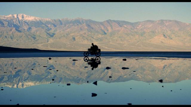 Cinematographer Kristian Bernier makes spectacular use of the Death Valley landscape in Lance Mungia's Six String Samurai (1998)