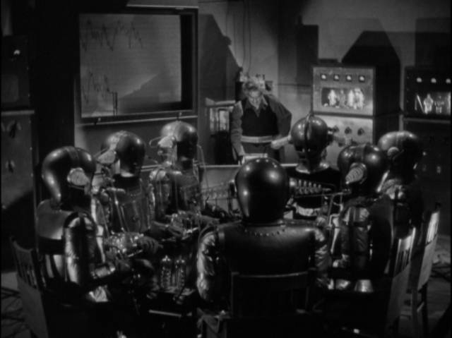 Dr. Julian Blair (Karloff) builds a machine to communicate with the dead in Edward Dmytryk's The Devil Commands (1941)