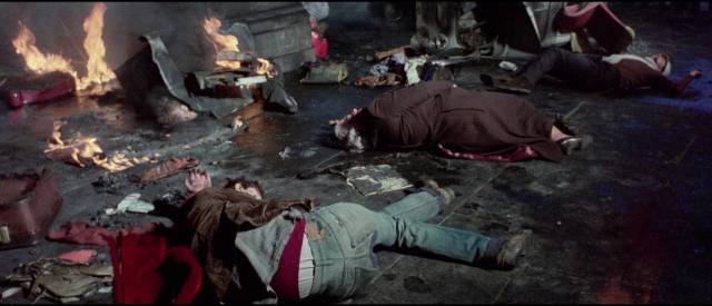 The aftermath of one of the Black Angel's bombings in Massimo Dallamano's Colt 38 Special Squad (1976)