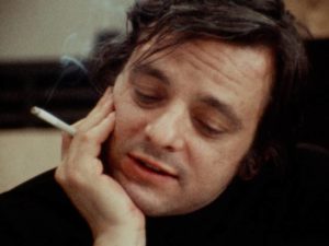 Stephen Sondheim, ubiquitous cigarette in hand, listens to the performance from the booth in D.A. Pennebaker's Original Cast Album: "Company" (1970)