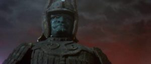 Majin, avatar of an angry God, awakens to restore society's balance in Kimiyoshi Yasuda's Daimajin (1966)