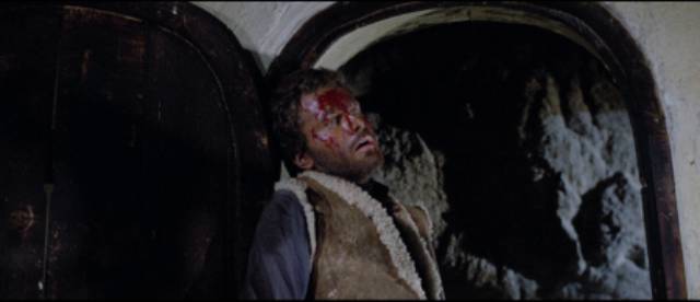 Tom Corbett (Franco Nero) is viciously beaten by Junior Scott (Nino Castelnuovo) in Lucio Fulci’s Massacre Time (1966)