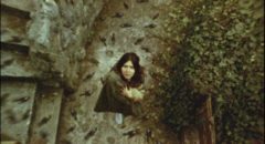 Altair (Diana Bovio) stands in the midst of a bird storm in Victor Dryere's 1974: La posesión de Altair (2016)