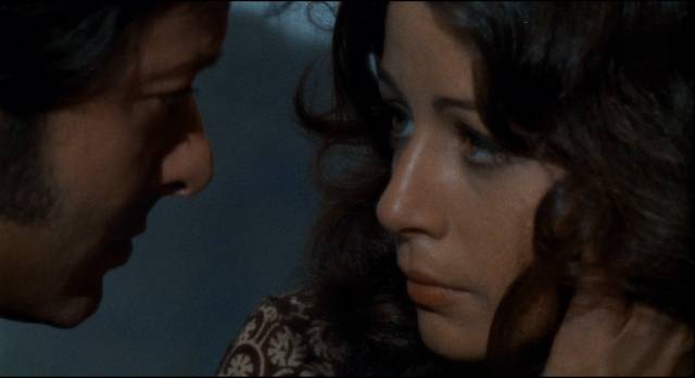 Marcos (Vicente Parra) tries to persuade his girlfriend Paula (Emma Cohen) not to go to the police in Eloy de la Iglesia’s The Cannibal Man (1972)