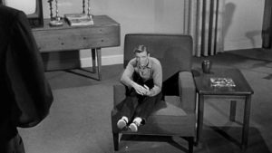 Scott Carey (Grant Williams) feels humiliated as he becomes more childlike in Jack Arnold's The Incredible Shrinking Man (1957)