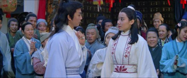 Ching Wan (Damian Lau) meets Sing Lam (Flora Cheung) "disguised" as a man in Ching Siu-tung's Duel to the Death (1983)