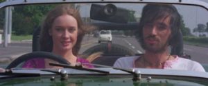 Madeleine (Camille Keaton) picks up hitchhiking student Thomas (Pier Maria Rossi) in Roberto Mauri’s Madeleine, Anatomy of a Nightmare (Madeleine, anatomia di un incubo, 1974)