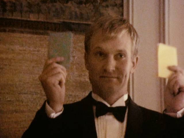 Christian (Ulrich Thomsen) gives his father the choice of two possible speeches in Thomas Vinterberg’s Festen (The Celebration, 1998)