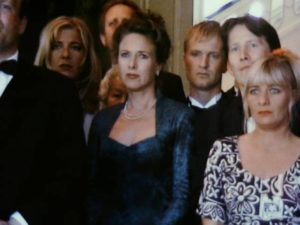 Christian (Ulrich Thomsen) stays on the periphery of the gathering in Thomas Vinterberg's Festen (The Celebration, 1998)