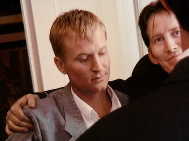 Body language: Christian (Ulrich Thomsen) draws back from Michael (Thomas Bo Larsen)'s physical intimacy in Thomas Vinterberg's Festen (The Celebration, 1998)