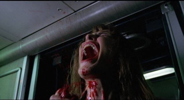 The first victim encounters the killer on a train in Dario Argento's Sleepless (2001)