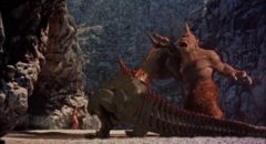 The climactic battle between Cyclops and Dragon in Nathan Juran's The 7th Voyage of Sinbad (1958)
