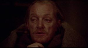 Grabinski (Jeremy Kemp) clings to his dignity as years pass in Clive Rees' The Blockhouse (1973)