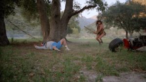 A nature-loving hermit (Mark Caso) dislikes noisy park visitors in Robert C. Hughes' Memorial Valley Massacre (1988)