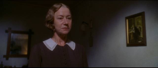 Housekeeper Mrs. Wilson (Helen Mirren) maintains decorum in the face of murder in Robert Altman's Gosford Park (2001)