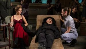 Artist Saul Tenser (Viggo Mortensen) rests after a surgical performance in David Cronenberg's Crimes of the Future (2022)
